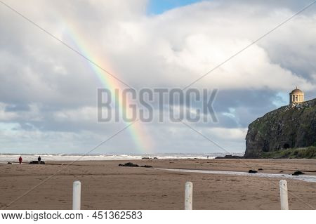 Beautiful Rainbow Above Downhill Beach In Northern Ireland