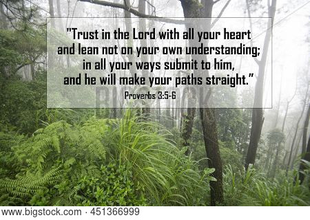 Bible Verse Quote - Trust In The Lord With All Your Heart And Lean Not On Your Own Understanding, In