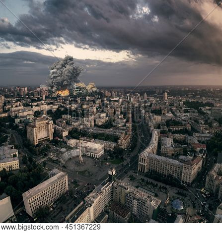 Aerial View Of The Central Street Of Kyiv