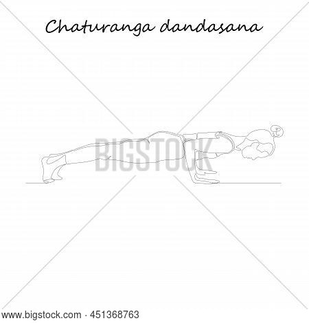 Continuous Line Drawing. Young Woman Making Yoga Exercise, Silhouette Picture. Oneline Drawn Black A