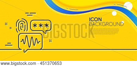 Biometric Security Line Icon. Abstract Yellow Background. Fingerprint Scan Sign. Privacy Data Symbol