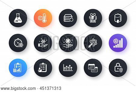 Minimal Set Of Growth Chart, Drop Counter And Freezing Flat Icons For Web Development. Celsius Therm