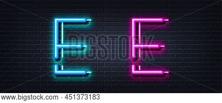 Initial Letter E Icon. Neon Light Line Effect. Line Typography Character Sign. Large First Font Lett