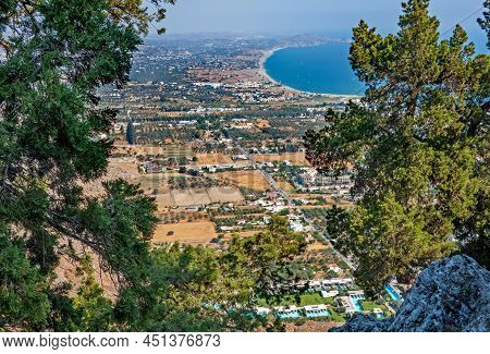 Beautiful View On Afantou And Traganou Beach From Tsampika Monastery In Rhodes, Greece