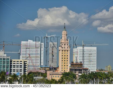 Miami Downtown Landmark City View With Freedom Tower