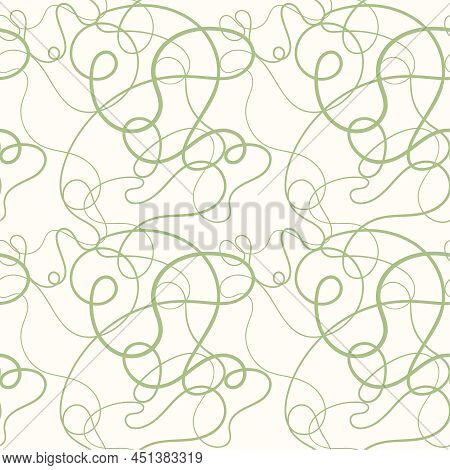 Vector Seamless Pattern. Decorative Texture With Tangled Curved Lines. Scrawl Squiggly In Pastel Col