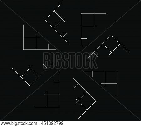 Mirrored, Tweaked Irregular Grid, Mesh, Grating And Lattice Geometric Vector Element, Pattern, Textu