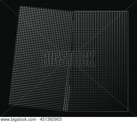 Mirrored, Tweaked Irregular Grid, Mesh, Grating And Lattice Geometric Vector Element, Pattern, Textu