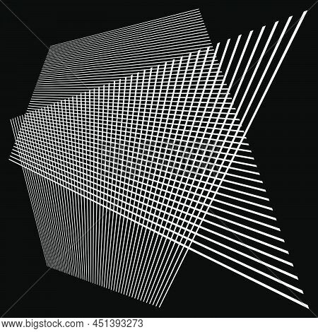 Abstract Random Grid, Mesh. Lattice, Grating And Grille Pattern With Oblique, Diagonal, Slanting Lin