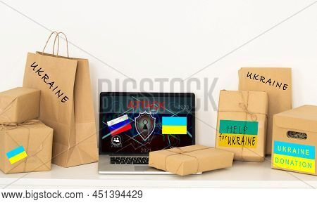 Humanitarian Aid In Ukraine. Help To The Poor. Packages To Pensioners And People With Disabilities. 