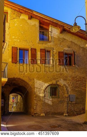 View Of The Vigolo Baselga Village, On A Clear Winter Day, Trentino, Northern Italy