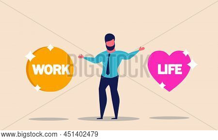 Balance Work And Life To Young People. Difficult Choose And Decision Dilemma To Employment Vector Il
