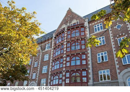 Copenhagen Denmark Facades Of Old Houses Christianshavn Canal. High Quality Photo