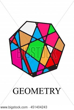 Vector Abstract Multicolored Heptahedron Sign. Abstract Art.