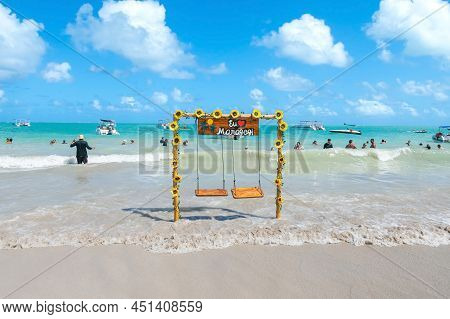 Maragogi, Al, Brazil - October 17, 2021: Maragogi Themed Tourist Spot For A Couple To Take Pictures 