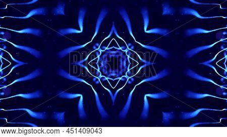 3d Render. Abstract Sci-fi Background With Glow Particles Form Curved Lines, Surfaces, Hologram Stru