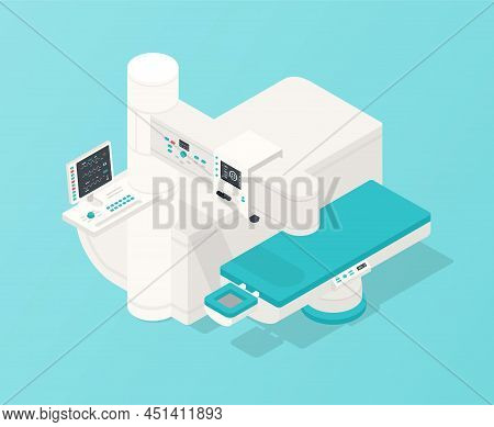 Lasik Device Concept. Special Equipment, Innovation And Futuristic Technology. Bed For Research, Sci