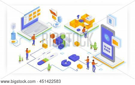 Increase Storage Space On Mobile Devices, Vector Illustration. Free 10gb Mobile Data. Memory Boost A