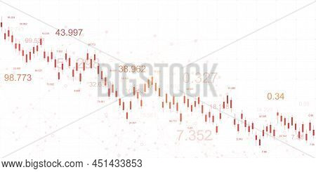 Abstract Financial Chart Background With Uptrend Line Graph. Business Candle Stick Graph Chart Of St