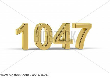 Golden 3d Number 1047 - Year 1047 Isolated On White Background - 3d Render