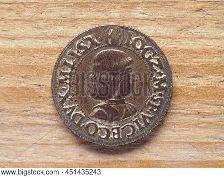 Ancient Milanese Testone Coin {ovb} Showing Reverse Showing Ludovico Maria Sforza Aka Ludovico Il Mo