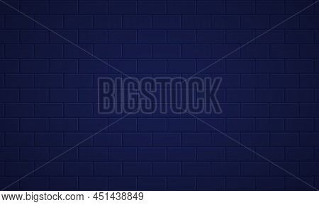 Dark Blue Brick Wall Texture Background. Stone Material Construction Backdrop. Building Concrete Mas