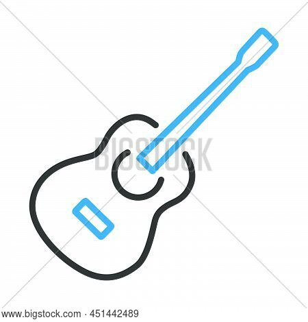Icon Of Acoustic Guitar. Editable Bold Outline With Color Fill Design. Vector Illustration.