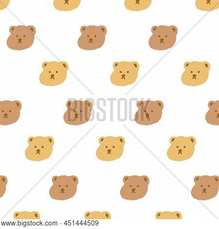 Hand Drawn Vector Illustration Of Bear Pattern In Cartoon Style. Pattern For Textile, Fabric, Wrappi