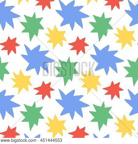 Hand Drawn Vector Illustration Of Star Bursting Boom Pattern. Explosion Color Comic Shapes.