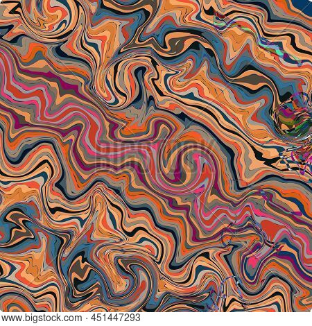 Vector, Abstract, Mosaic Pattern Of Multi-colored Curls And Curvilinear Shapes In Dark Colorful Colo