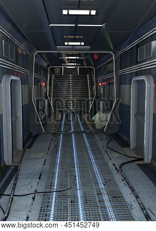 3d Rendering Of A Futuristic Sceince Fiction Corridor