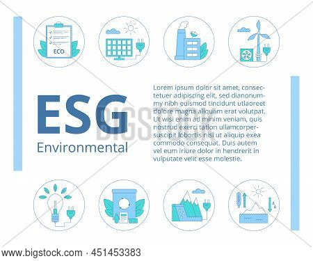 Esg Environmental Business Concept. Template For Presentation. Banner. Header With Text In The Cente
