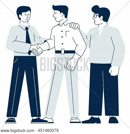 Office Workers Handshake. Happy Peopple. Successful Agreement