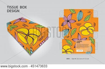 Tissue Box Design Summer Flowers Background, Box Mock Up, 3d Box, Can Be Use Place Your Text And Log