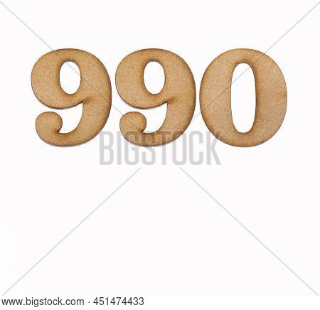 Number 990 - Piece Of Wood Isolated On White Background