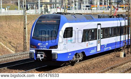 Warsaw, Poland. 21 March 2022.  A Modern Stadler  Train, Belonging To Pkp Intercity, National Long-d