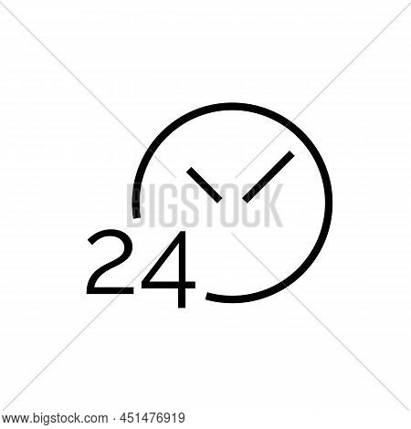 24-7 Support Black Line Icon. Service Concept. Call, Help Center, Technical Support. Flat Symbol, Si
