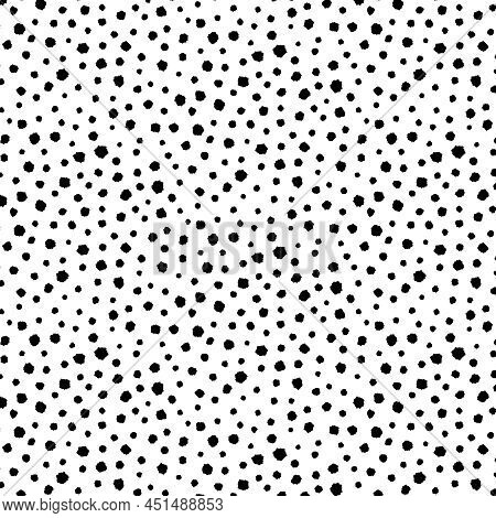 Hand Drawn Vector Illustration Of Random Black Dot Pattern On White Background.