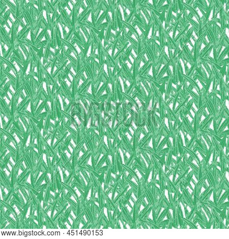 Vector Illustration Of Green Grass Pattern On White Background.nature Hand Drawn Pattern.