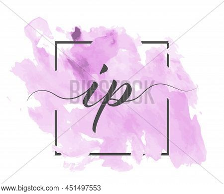 Calligraphic Lowercase Letters I And P Are Written In A Solid Line On A Colored Background In A Fram