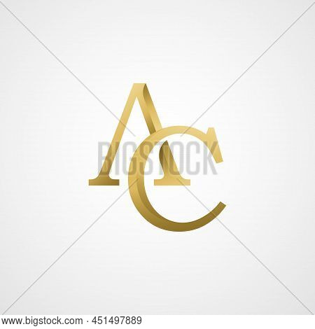 Ac Elegant Logo Template In Gold Color, Vector File .eps 10, Text And Color Is Easy To Edit