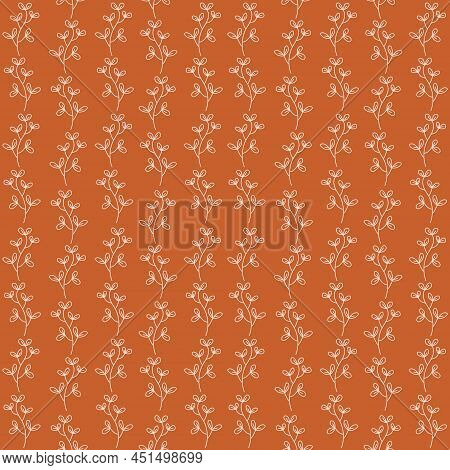 Minimal Bitanical Seamless Pattern. Abstract Plant. Boho Design. Bohemian Style For Clothing, Textil