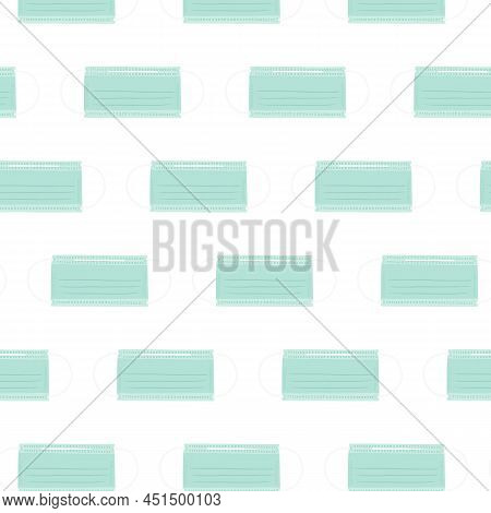 Hand Drawn Vector Illustration Of Surgical Mask Pattern.