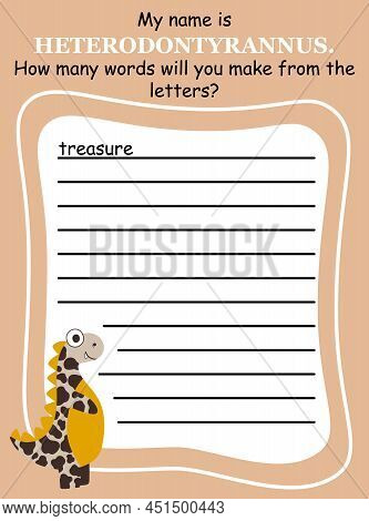 Anagram Word Game With Cartoon Dino Vector Illustration