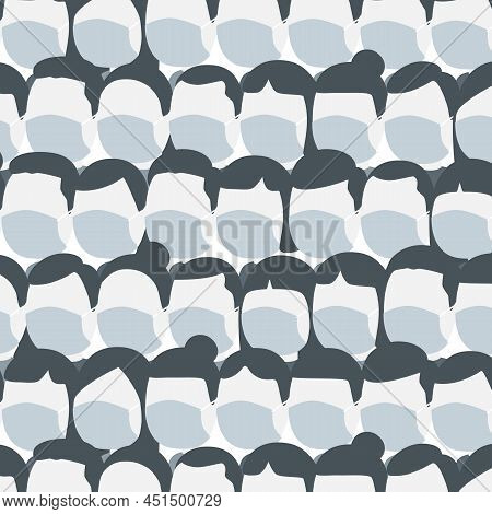 People No Face Wearing Masks Pattern.vector Illustration.