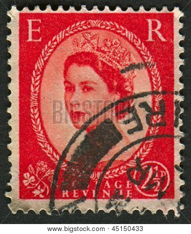 UK-เซอร์กา 1952:A แสตมป์ที่พิมพ์ในประเทศอังกฤษแสดงรูปของ Elizabeth II เป็นพระมหากษัตริย์รัฐธรรมนูญของ 16 