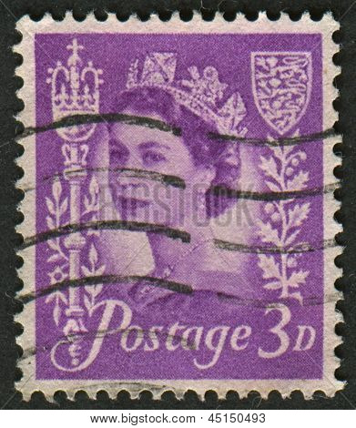 UK-เซอร์กา 1952:A แสตมป์ที่พิมพ์ในประเทศอังกฤษแสดงรูปของ Elizabeth II เป็นพระมหากษัตริย์รัฐธรรมนูญของ 16 