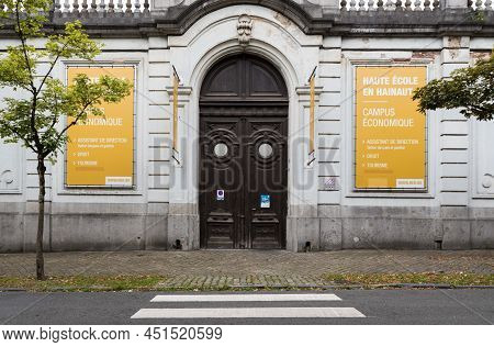 Tournai Doornik, Walloon Region - Belgium - 08 14 2019 Facade Of The College For Economic Education