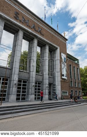 Ghent, Flanders - Belgium - 09 02 2019 Facade Of The City Museum Of Contemporary Arts