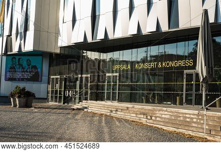 Uppsala, Uppland Sweden - 07 27 2019- Glass Facade Of The Contemporary Konsert And Kongress - Concer